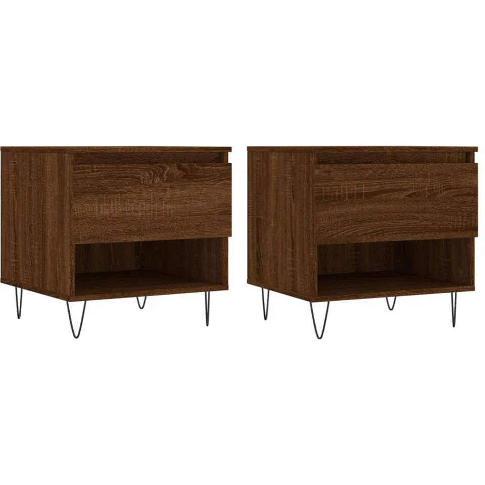 vidaXL Salontafels 2 st 50x46x50 cm bewerkt hout bruin eikenkleur, foto 4
