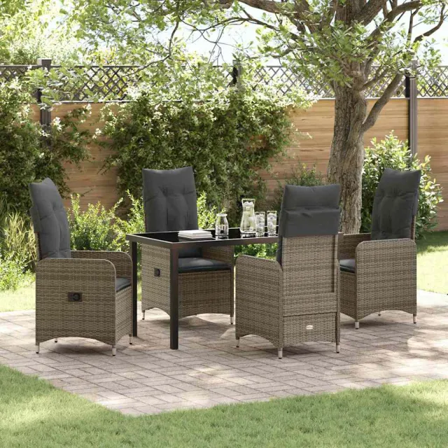 vidaXL Tuin eettafelset 5 st Grijs poly rattan, foto 2