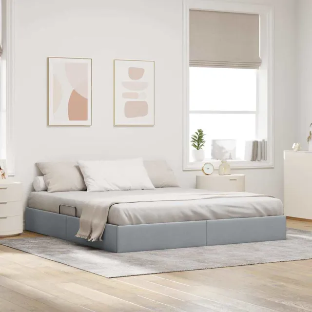 vidaXL Opslag bed met opslag Lichtgrijs 193 x 203 cm Stof
