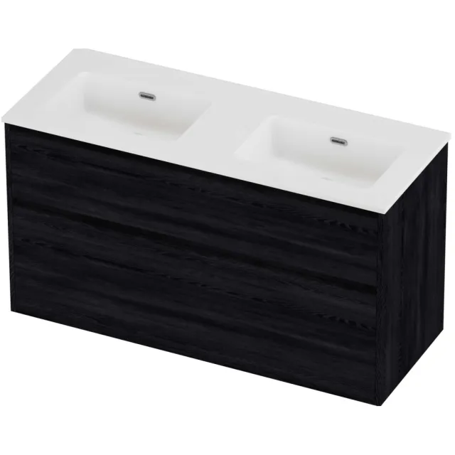 Proline Tribute Badmeubelset Porselein Elegant Greeploos 120x46x67 cm Mat White Black Oak Eiken