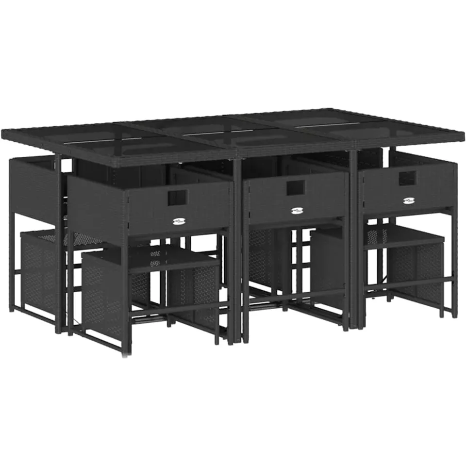 vidaXL 11-delige Tuinset met kussens poly rattan zwart, foto 4