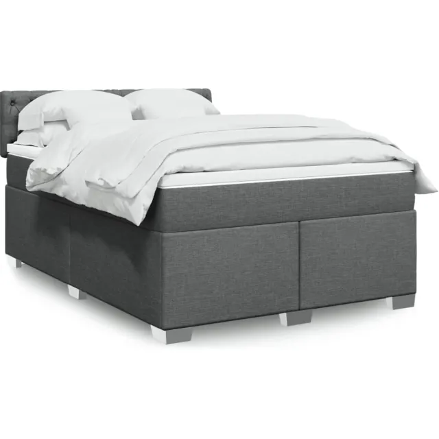 vidaXL Boxspring met matras stof donkergrijs 140x190 cm grijs