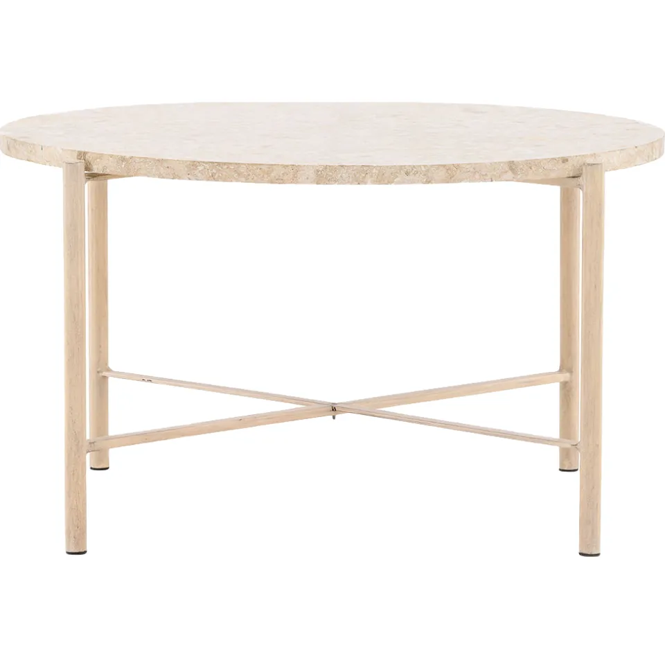 Nest living Thora ronde salontafel beige - met stenen blad - Ø 70 cm, foto 3