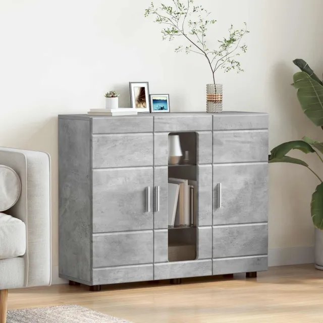 vidaXL Dressoir FLORIN 88,5 x 30,5 x 73 cm Betongrijs Bewerkt hout