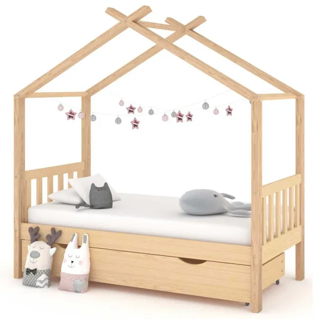 vidaXL Kinderbedframe met lade massief grenenhout 80x160 cm Bruin