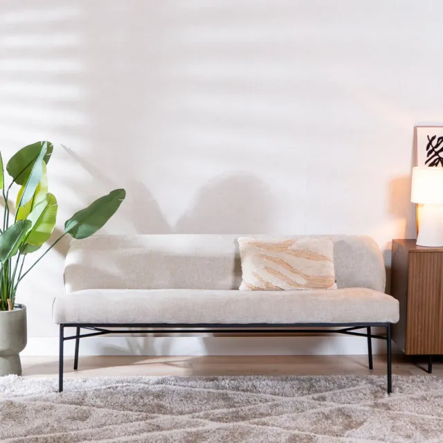 Bronx71 Eetkamerbank Momo chenille sand 220 cm - eettafelbank - eetbank Beige