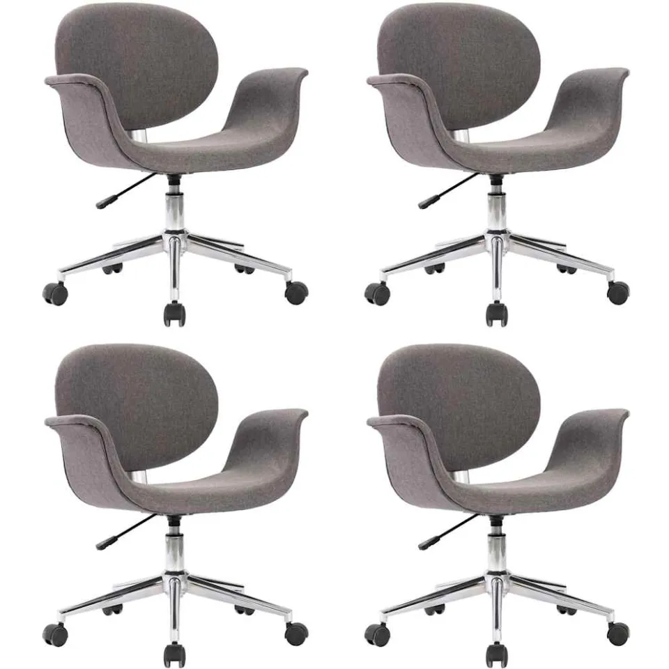 vidaXL Eetkamerstoelen 4 st draaibaar stof grijs, foto 3