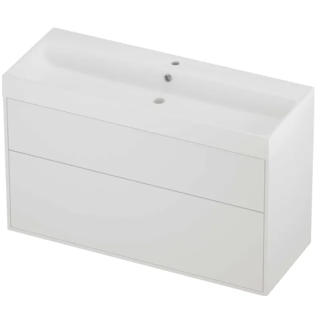 Proline Podium Badmeubelset Polystone Loft 1 Kraangat Voor Grepen 120x46x75 cm Mat Wit Mat White