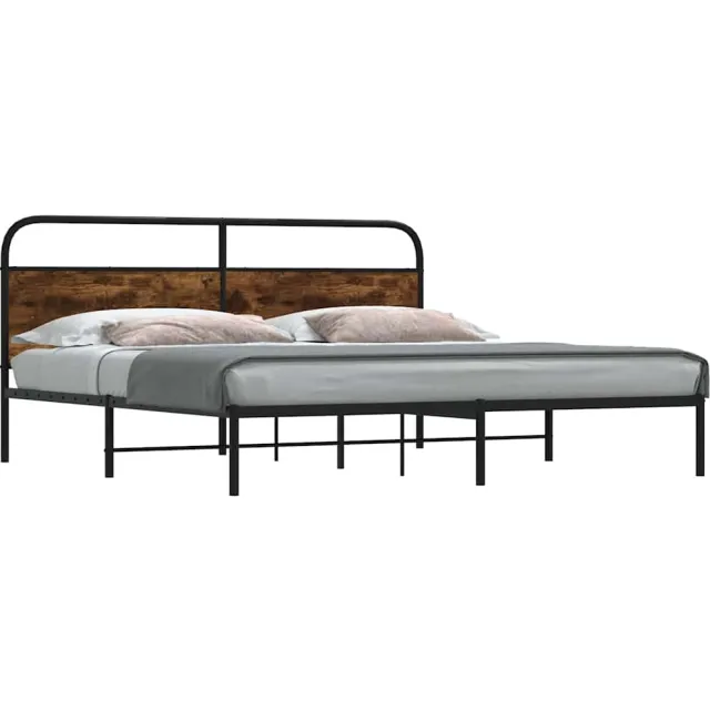 vidaXL Bedframe zonder matras metaal gerookt eikenkleurig 200x200 cm