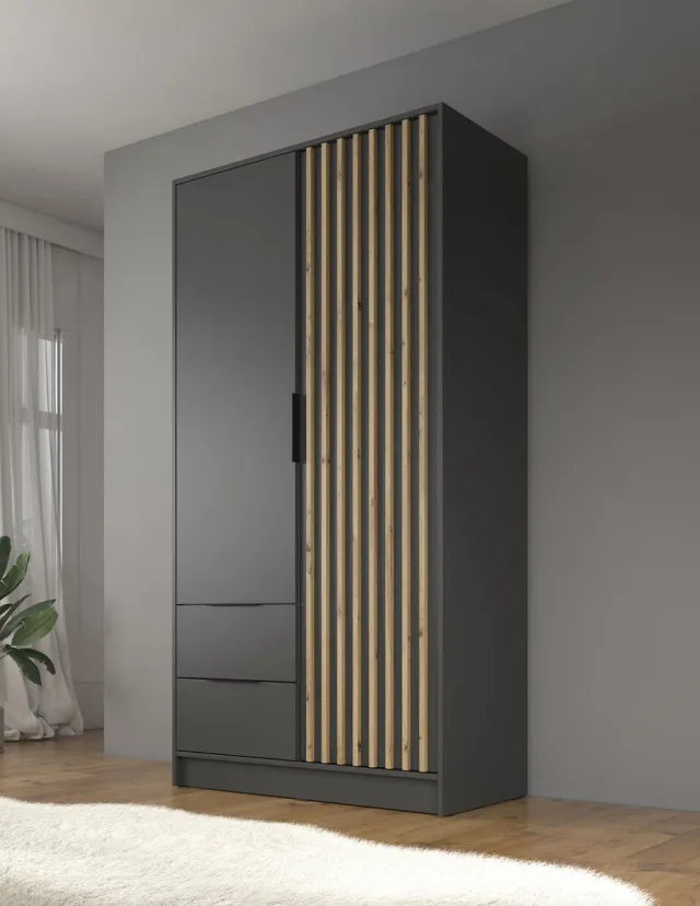 MEUBELLA Kledingkast Nairobi - Antraciet - Eiken - 105 cm Antraciet|Bruin