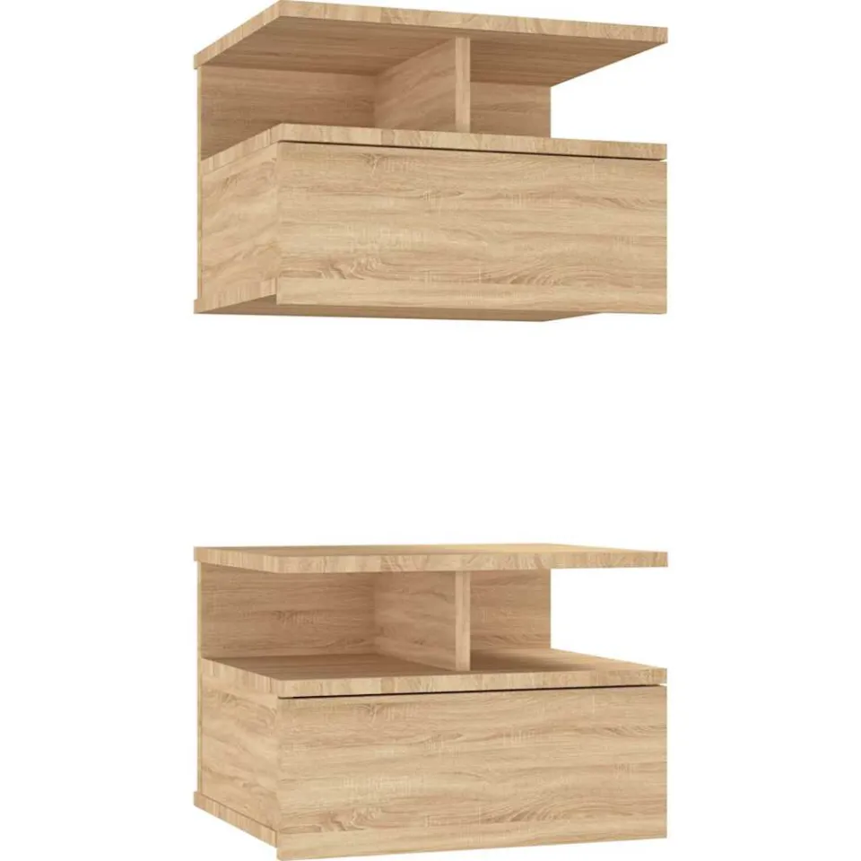 vidaXL Nachtkastjes 2 st 40x31x27 cm bewerkt hout sonoma eikenkleurig, foto 3