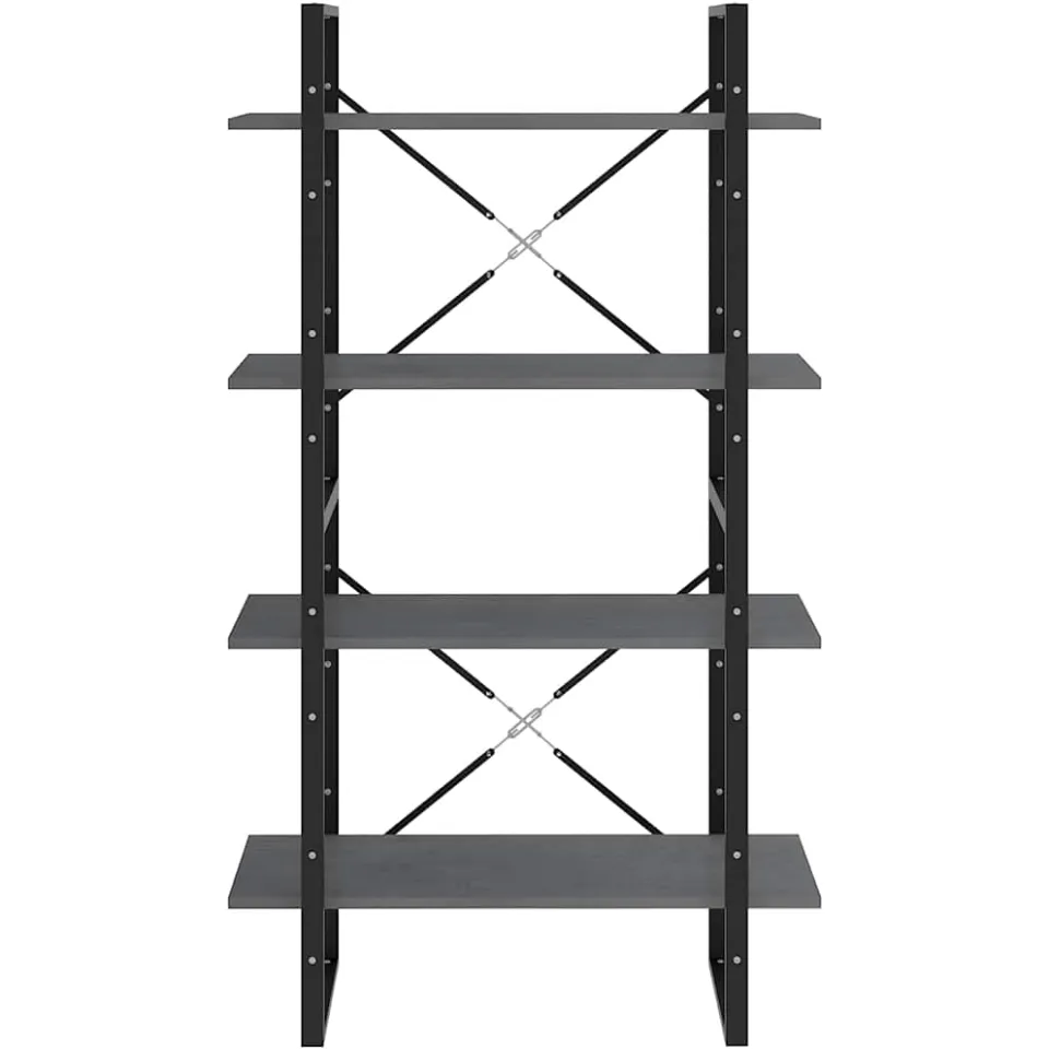 vidaXL Boekenkast met 4 schappen 80x30x140 cm massief grenenhout grijs, foto 4