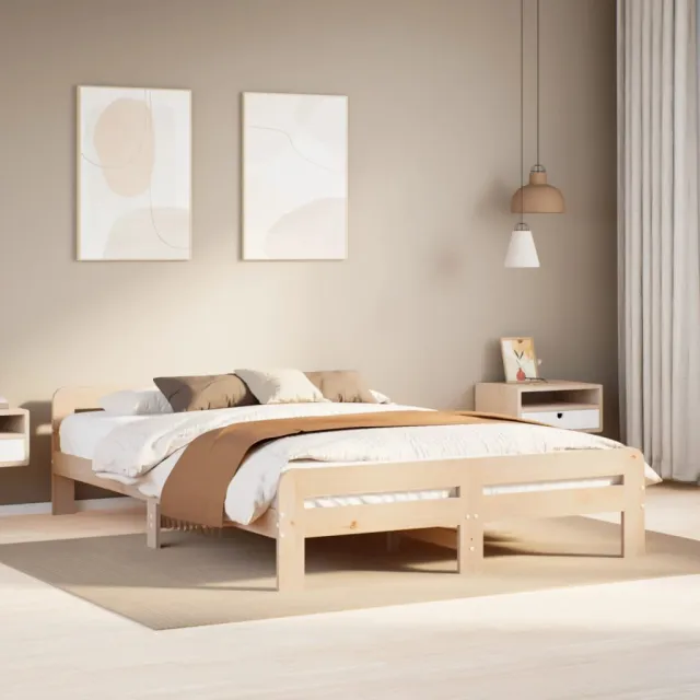 vidaXL Bedframe zonder matras massief grenenhout 150x200 cm bruin