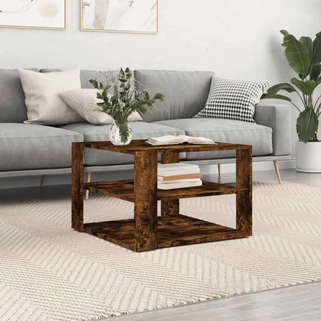 vidaXL Salontafel 58x58x40 cm bewerkt hout gerookt eikenkleurig, foto 2