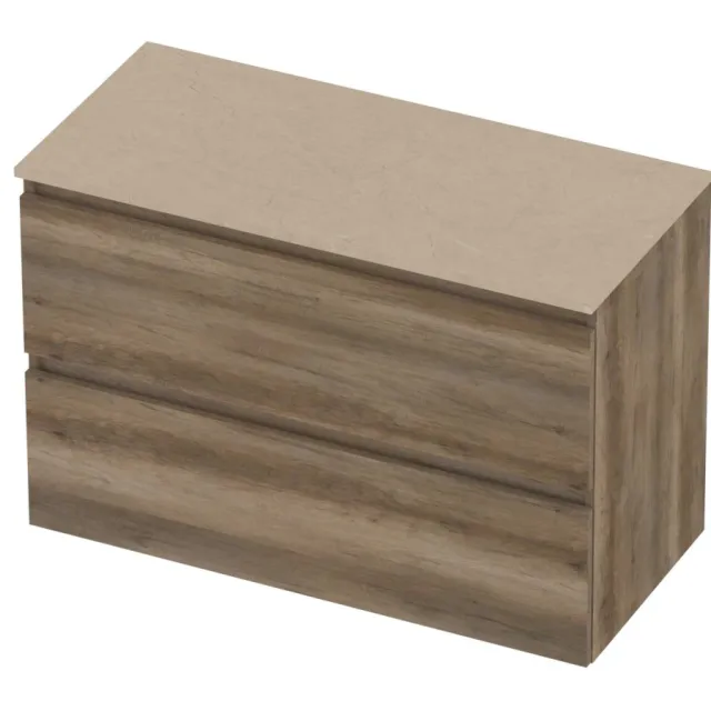 Basic-Line Deck 46 Badmeubelset Greeploos 100x46x66 cm Scotch Oak Sand Stone Beige