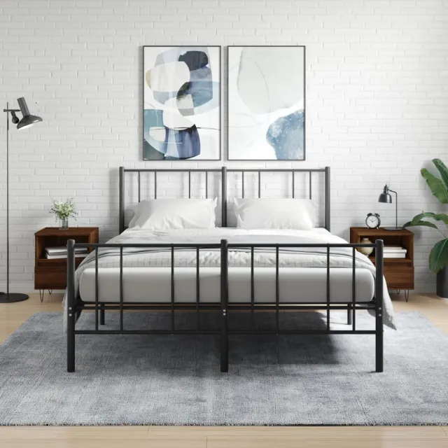 vidaXL Nachtkastjes 2 st 40x35x50 cm bewerkt hout bruin eikenkleur, foto 2