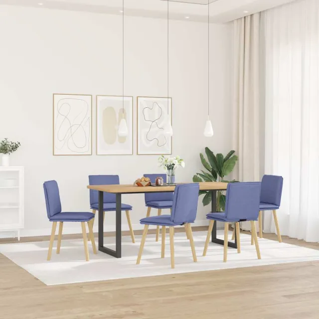 vidaXL Eetkamerstoelen 6 st stof jeansblauw