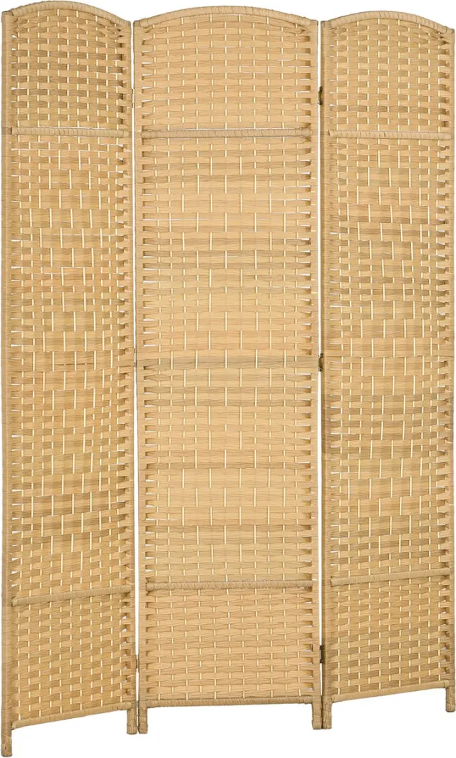 Homcom kamerverdeler-polypropyleen-135x1,7x180cm-natuurlijk hout Houtkleur