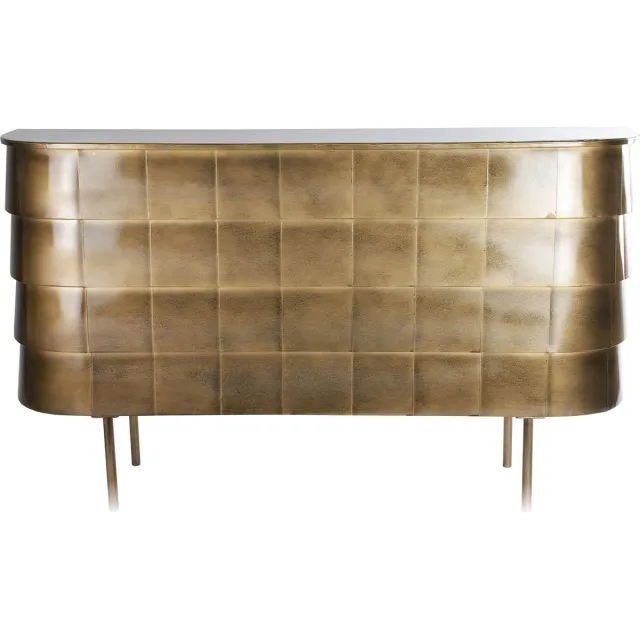 Giga Meubel Bijzettafel Goud Rechthoek - Ijzer - 25,8x117x68,5cm - Bijzettafel Minooka Antiek Goud Goudkleurig