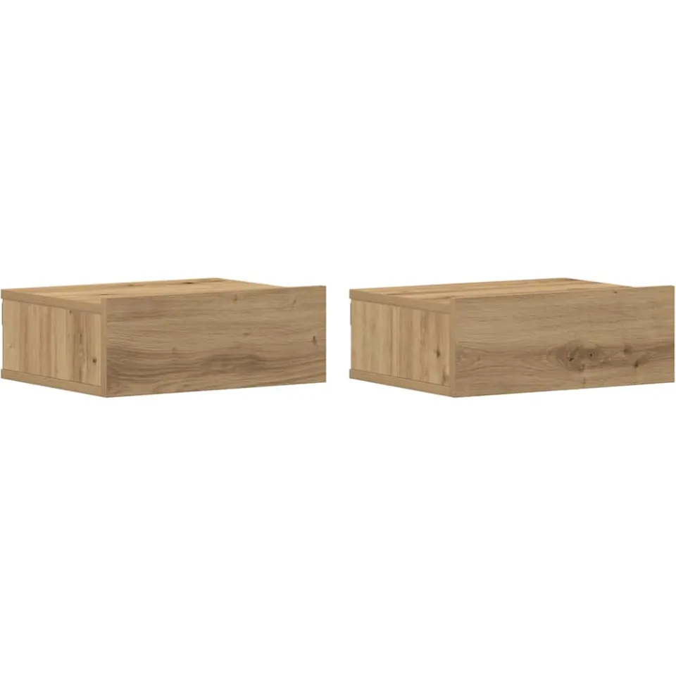 vidaXL Nachtkastjes 2 st zwevend 40x32x15 cm hout artisanaal eiken, foto 3