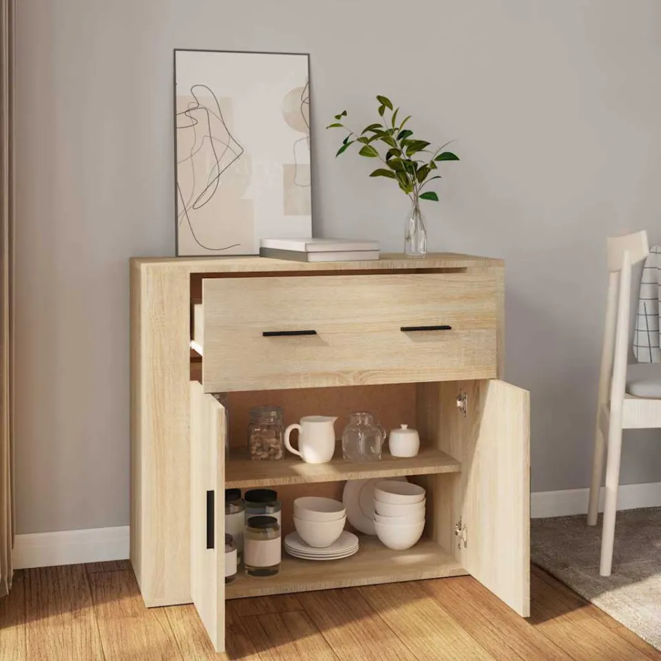 vidaXL Dressoir 80x33x70 cm bewerkt hout sonoma eikenkleurig, foto 3