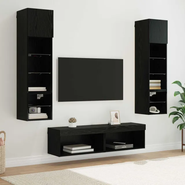 vidaXL TV-wandmeubel 6 st Zwart Eiken Bewerkt hout, foto 2