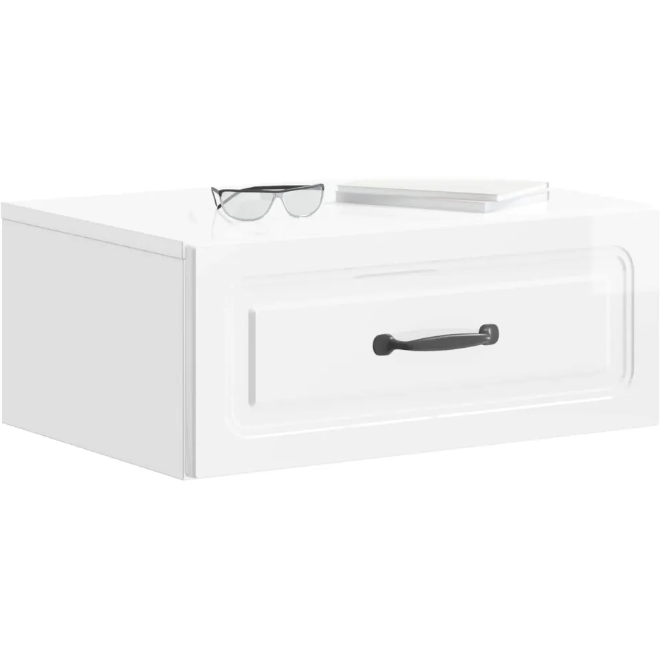 vidaXL Wandbeugel Bedkast 2 st Hoogglans Wit 49 x 34,5 x 20 cm