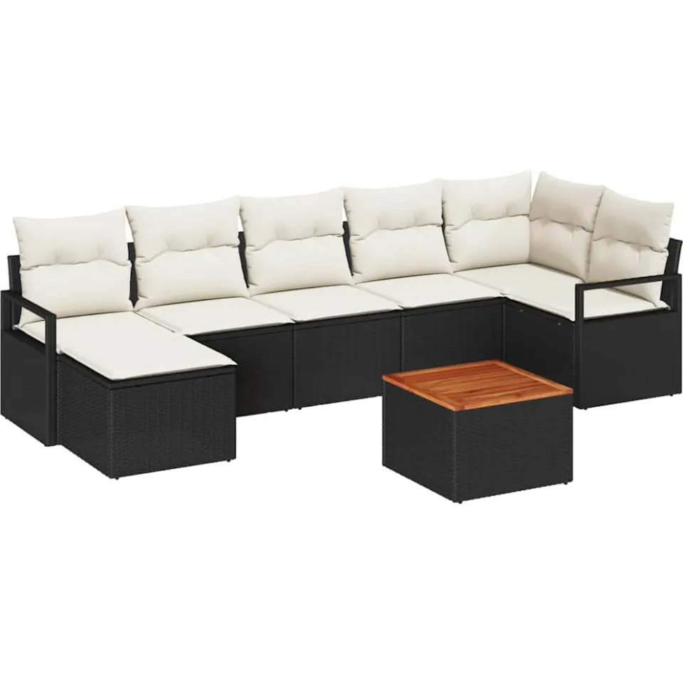 vidaXL Tuinbankenset 8 st Zwart poly rattan