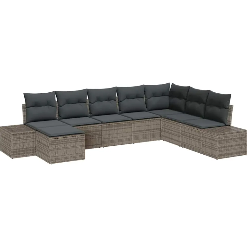 vidaXL Tuin Sofa Set 8 st Grijs poly rattan