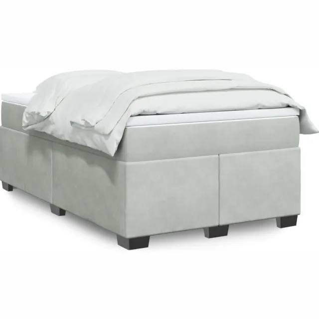 vidaXL Boxspring met matras fluweel lichtgrijs 120x200 cm grijs