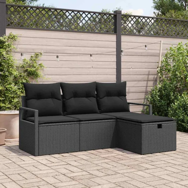 vidaXL Tuin Sofa Set 4 st Zwart poly rattan