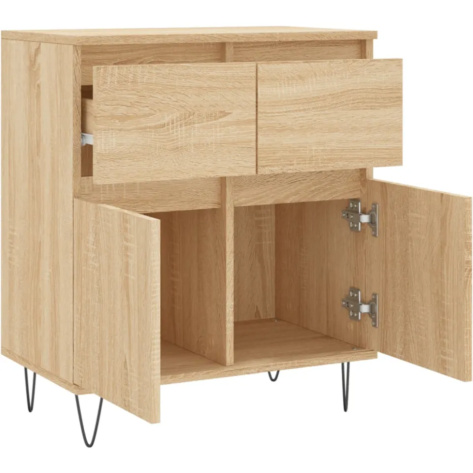 vidaXL Dressoir 60x35x70 cm bewerkt hout sonoma eikenkleurig, foto 4