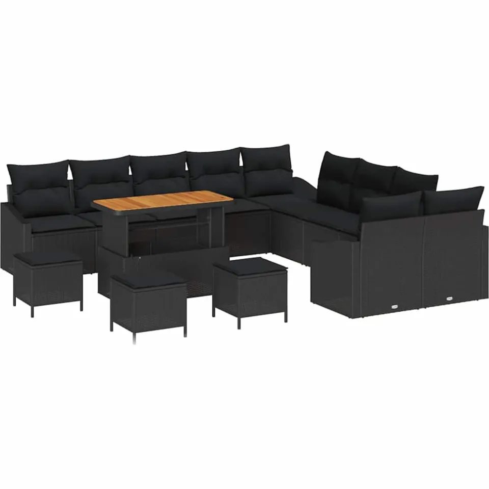 vidaXL Tuinbankenset 14 st Zwart poly rattan