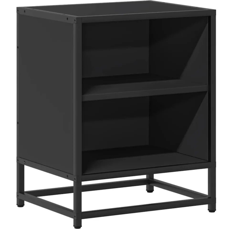 vidaXL Nachtkastje 40x31x50 cm bewerkt hout en metaal zwart