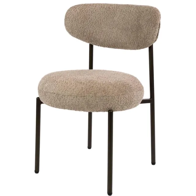 AnLi Style Stoel Round bouclé zand - set van 2