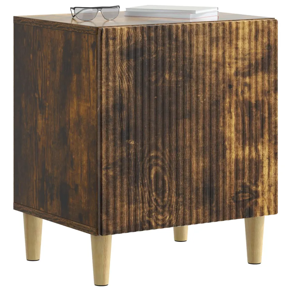 vidaXL Nachtkastje Gerookt eiken 43 x 34,5 x 50 cm Bewerkt hout Bruin