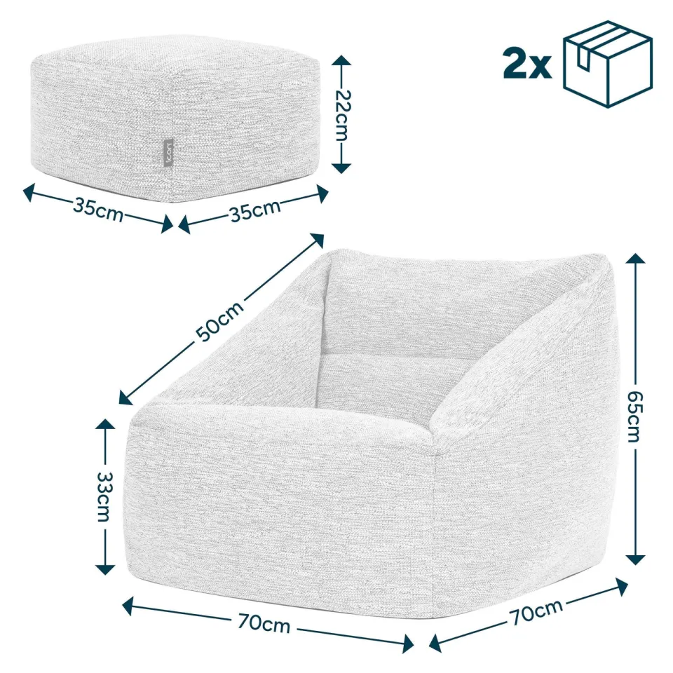 icon - Natalia XL Zitzak Fauteuil met Poef - Binnen - Beige, foto 4