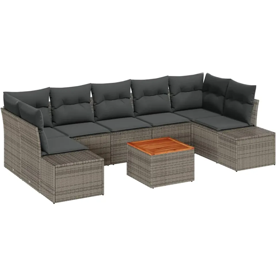 vidaXL Tuinbankenset 8 st Grijs poly rattan, foto 3