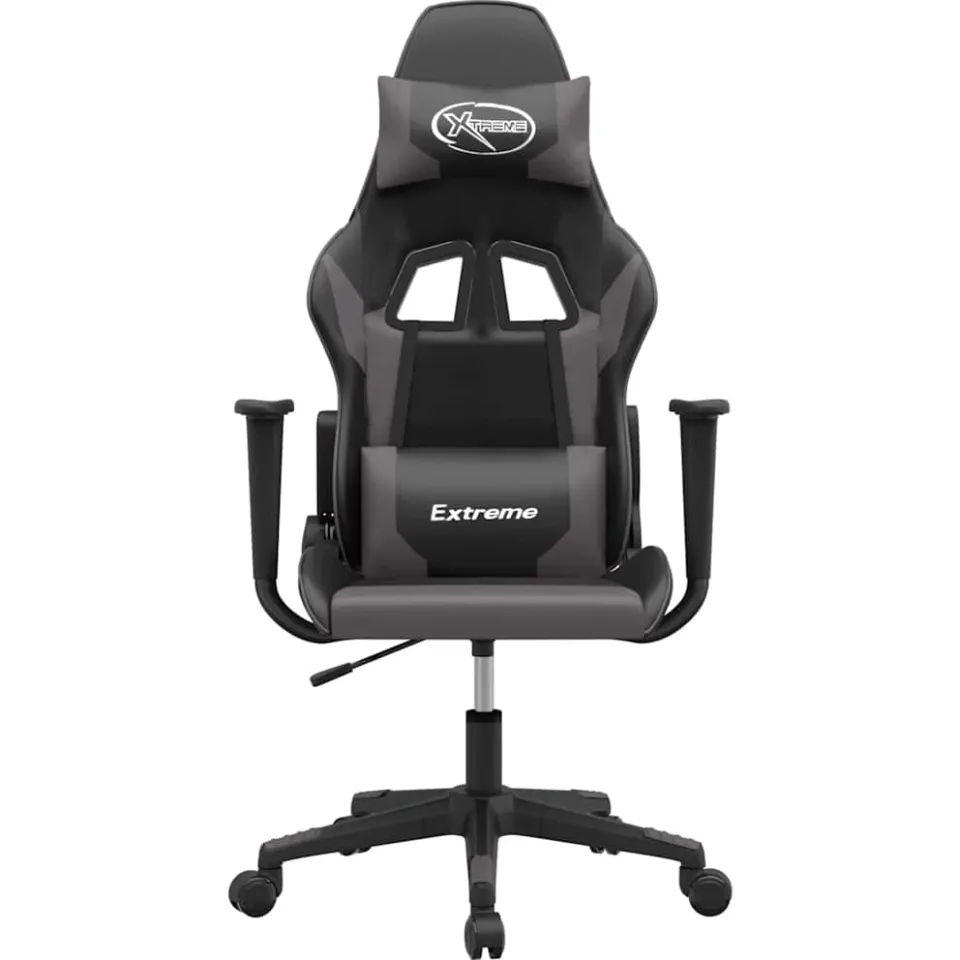 vidaXL Massage gamestoel kunstleer zwart en grijs