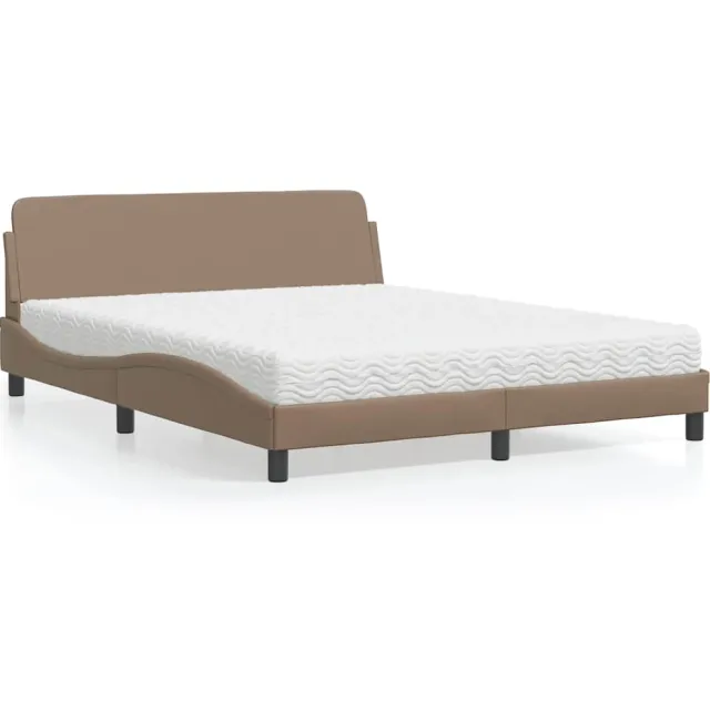 vidaXL Bed met matras "Dover" kunstleer cappuccinokleurig 160x200 cm Bruin