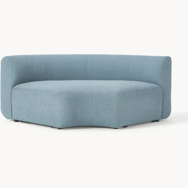 Westwing Collection Ronde bouclé hoekmodule Sofia Blauw