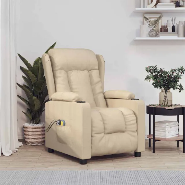 vidaXL Massagestoel elektrisch stof crèmekleurig, foto 2