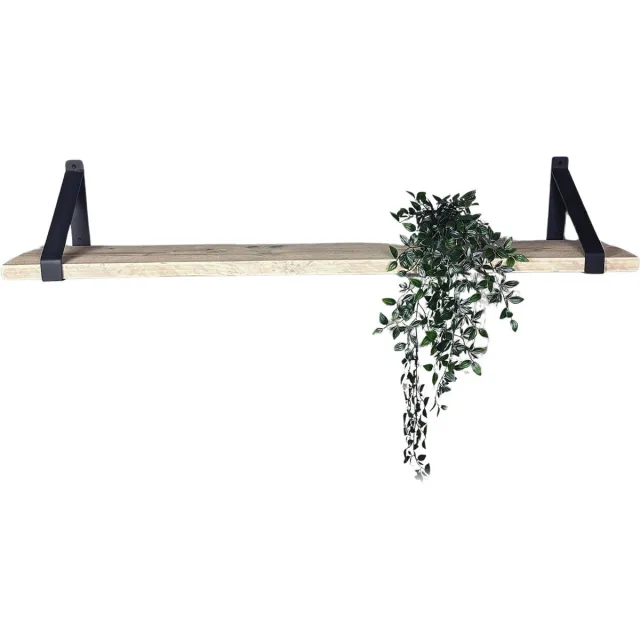 Maison dam Wandplank - Steigerhout geborsteld - Plankdragers zwart klassiek - 40cm breed - 20cm diep Plankdragers klassiek
