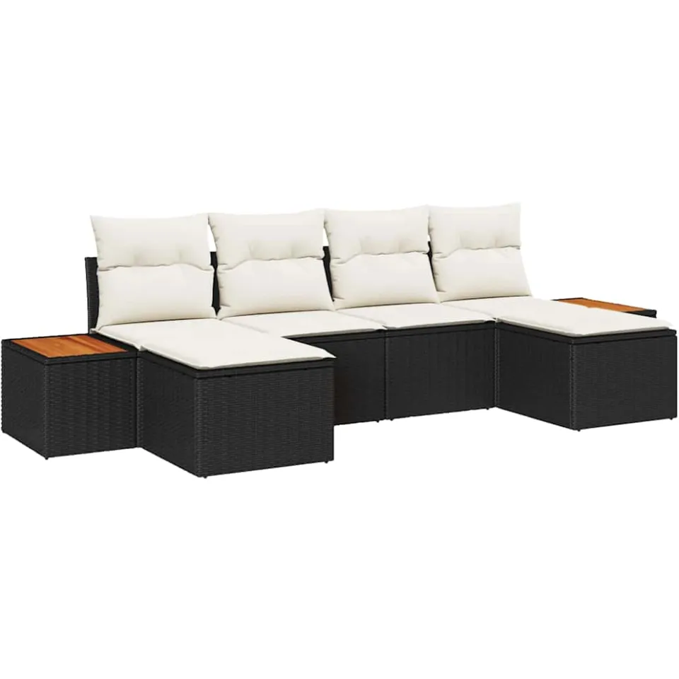 vidaXL Tuin Sofa Set 6 st Zwart poly rattan