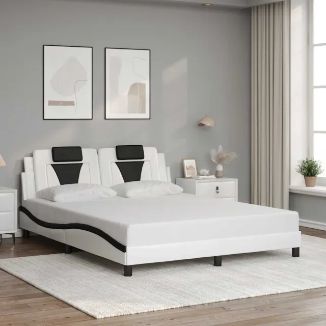 vidaXL Bedframe "Viana" zonder matras kunstleer zwart en wit 160x200 cm