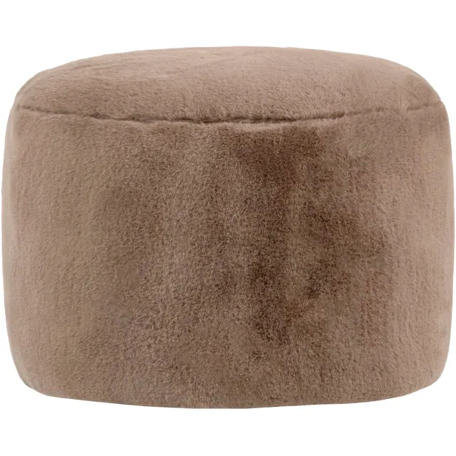 Icon Milano Poef - Ronde Zitzak Hocker - Fluffy Pluche Imitatiebont - Mocha