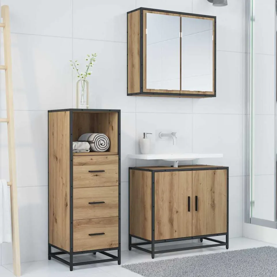 vidaXL Badkamermeubelset Artisan Eiken 35 x 37,5 x 100 cm Bewerkt hout, foto 3