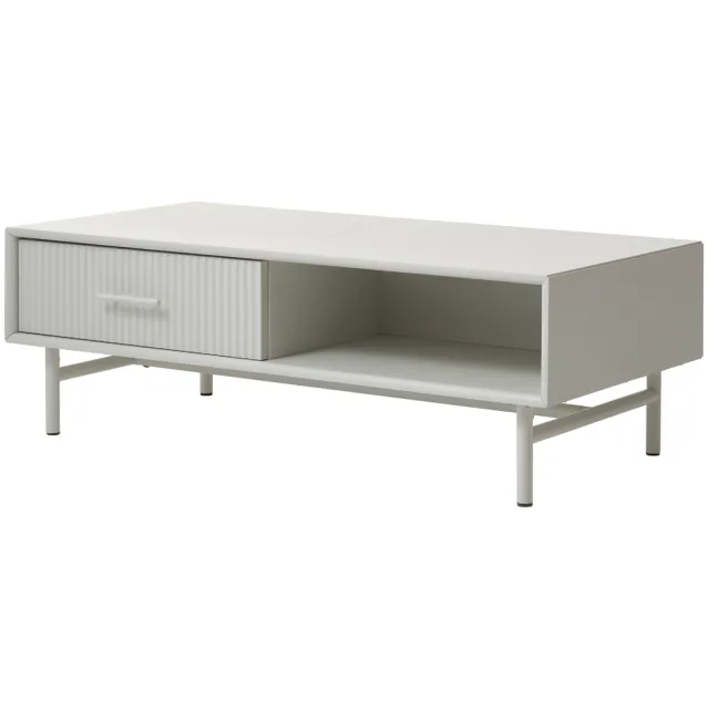Olivine Arlo houten salontafel met lade grijs/beige - 120 x 60 cm