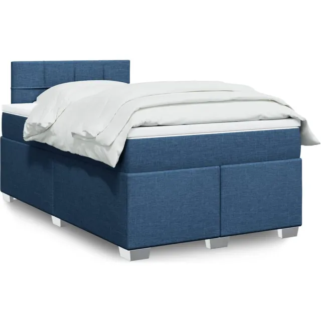 vidaXL Boxspring met matras stof blauw 120x200 cm