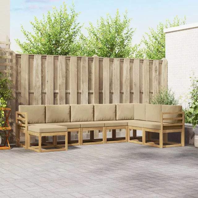 vidaXL Buiten bankenset 8 st 8-zits Wit en Beige
